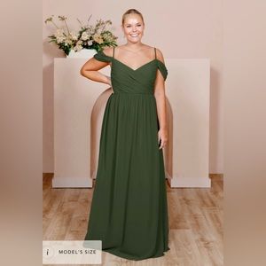 Revelry Lily chiffon dress size 8 petite in deep olive